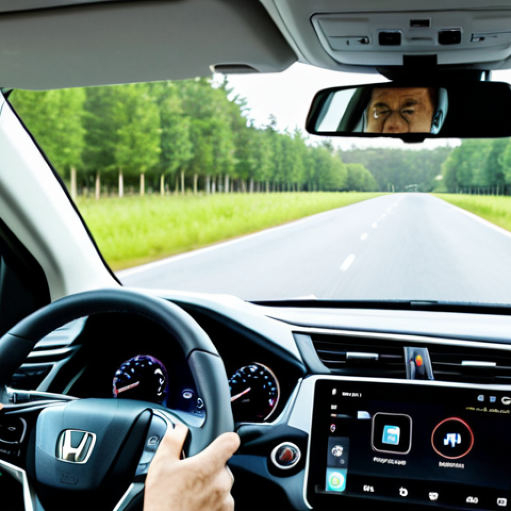 **

A safe driver, fully clothed in casual attire, participating in a driving safety program using a smartphone app within a modern Honda CR-V Hybrid interior. Dashboard and steering wheel visible. The scene is bright and friendly, showcasing the app interface. Safe for work, appropriate content, professional, perfect anatomy, correct proportions, natural pose, well-formed hands, proper finger count, natural body proportions.

**