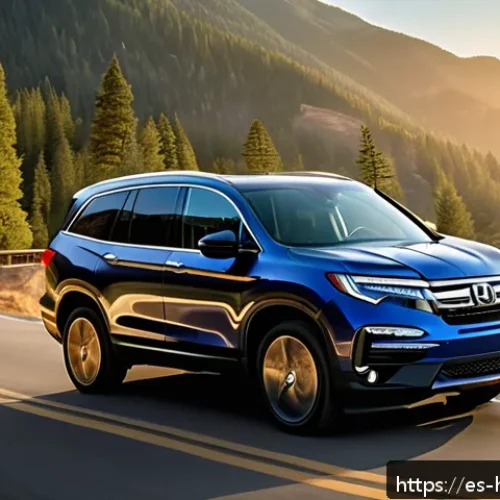 혼다 파일럿 하이브리드와 도요타 라브4 비교 - A robust and modern Honda Pilot Hybrid SUV driving confidently on a winding mountain road at sunset,...